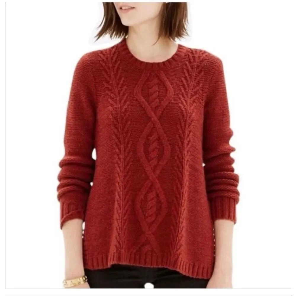 Madewell Firelight Cable Knit Pullover Sweater in a wool and alpaca blend size M